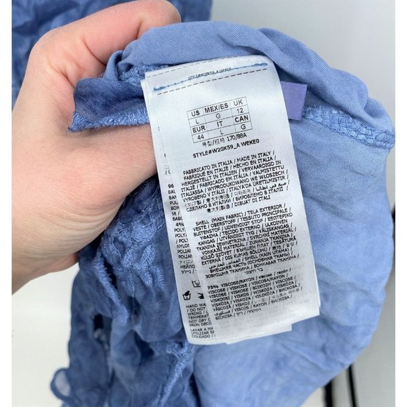 Guess Vanda Crochet V-neck Halter Silk Blend Long Dress Blue Womens Large - Picture 12 of 12